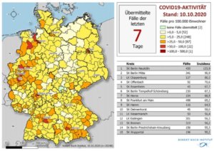 An das RKI übermittelte COVID-19-Fälle 